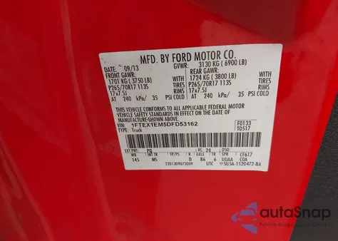 2013 Ford F-150 Xlt z USA, uszkodzony, nr VIN 1FTEX1EM5DFD53162